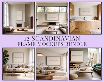 Scandinavian Wall Art Mockups Bundle, 12 PSD Frame Mockups, Multiple Ratios