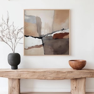 Earth Tone Abstract Canvas Art, Cracked Texture Inspired Print, Neutral Modern Wall Decor, Giclée Art for Boho or Minimal Homes
