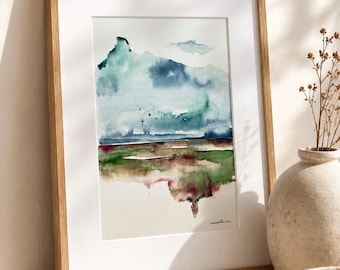 Original Abstract Landscape Wall Art Framed Nature Inspired Painting Modern Home Decor