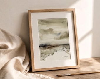 Original Abstract Wall Art Framed Neutral Painting Organic Modern Earthy Home Decor
