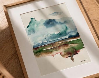 Original Abstract Landscape Wall Art Framed Nature Inspired Painting Modern Home Decor