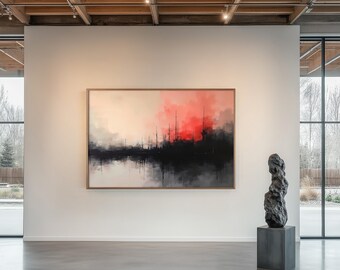 Striking Red and Black Abstract Canvas Art - Bold Modern Wall Decor ...