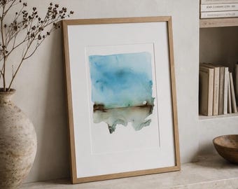 Original Minimalist Abstract Wall Art Framed Neutral Landscape Home Decor