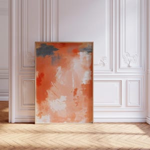 Colorful Pastel Abstract Modern Art Large Artwork with Orange, Beige, and Gray Tones Giclee Print,  Large Wall Art in Orange Accents