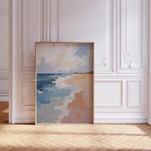 Beach Giclée Print on Canvas, Coastal Wall Art, Ocean Waves Painting, Seascape Artwork, Modern Nautical Decor for Living Room or Bedroom