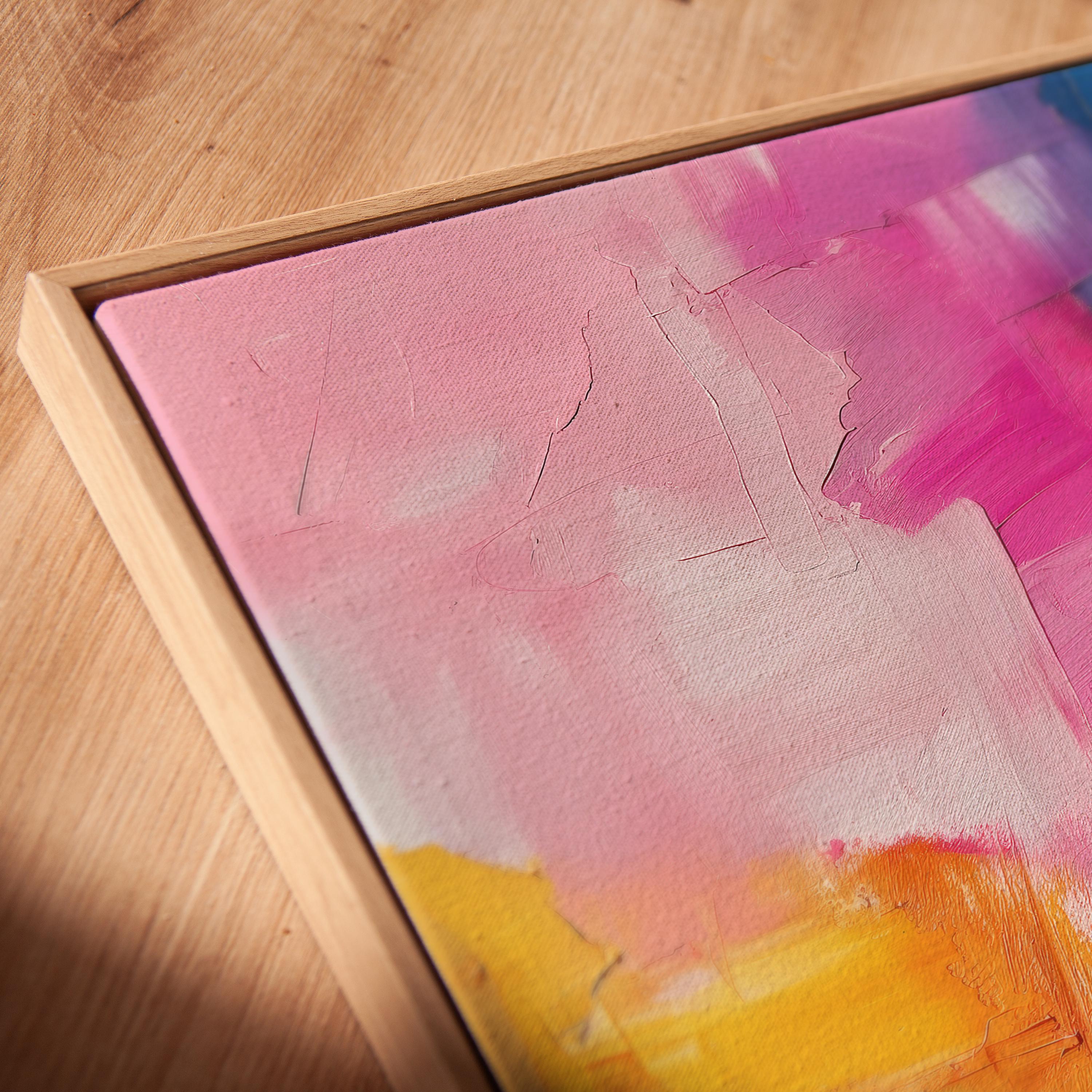 Stampe Su Tela Astratta Colorata - Quadri Moderni Rosa, Blu, Giallo - Blocchi Di Colore 40x60 Cm Senza Cornice