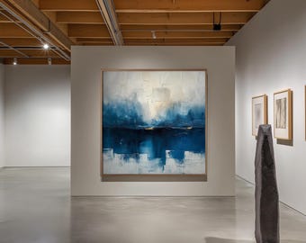 Blue Abstract Canvas Print: Modern Landscape Wall Art