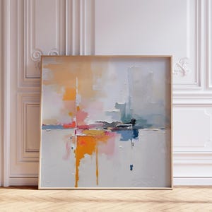 Giclée Abstract Canvas Print, Modern Colorful Wall Art, Large Contemporary Artwork, Orange Blue Neutral Tones Artwork on Canvas Printing