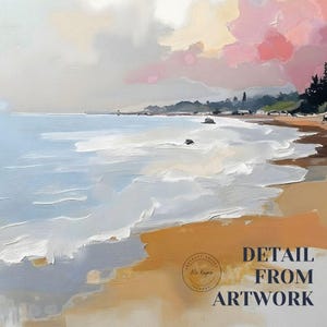 Coastal Giclée Print, Beach Landscape Wall Art, Ocean Waves Painting, Modern Seascape Artwork, Large Fine Art Print for Home Decor