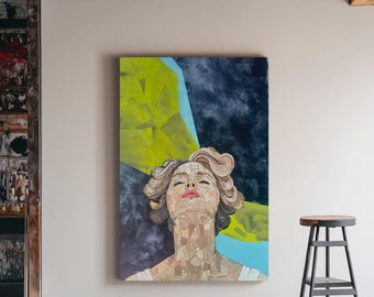 Original Abstract Portrait Painting on Canvas, Modern Woman Figure Art