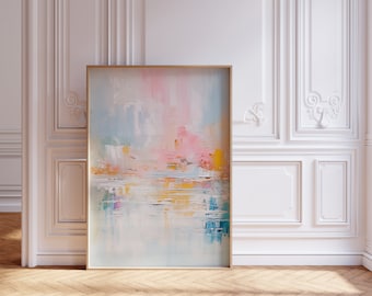 Abstract Wall Art Sunset Artwork in Coral Hues, Modern Wall Art, Perfect for Home Decor, Coral Sunset Canvas Art, home gift