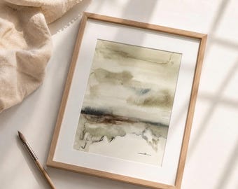 Original Abstract Wall Art Framed Neutral Painting Organic Modern Earthy Home Decor