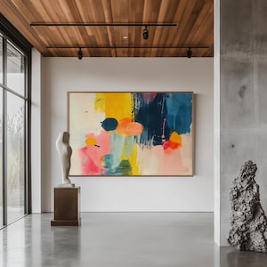 大きなカラフルな抽象的なキャンバスウォールアート、リビングルームの装飾に最適なモダンな特大絵画プリント