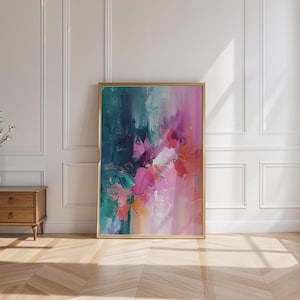 Floraler Giclée Druck: Rosa, Marine & Pastell Botanische Wandkunst