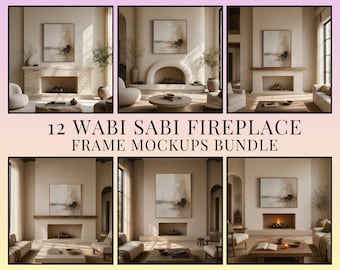 Wabi Sabi Fireplace PSD Interior Frame Mockups Bundle