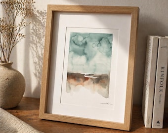 Original Minimal Abstract  Framed Art, Neutral Calm Wall Decor, Ready to Hang 30x40 cm