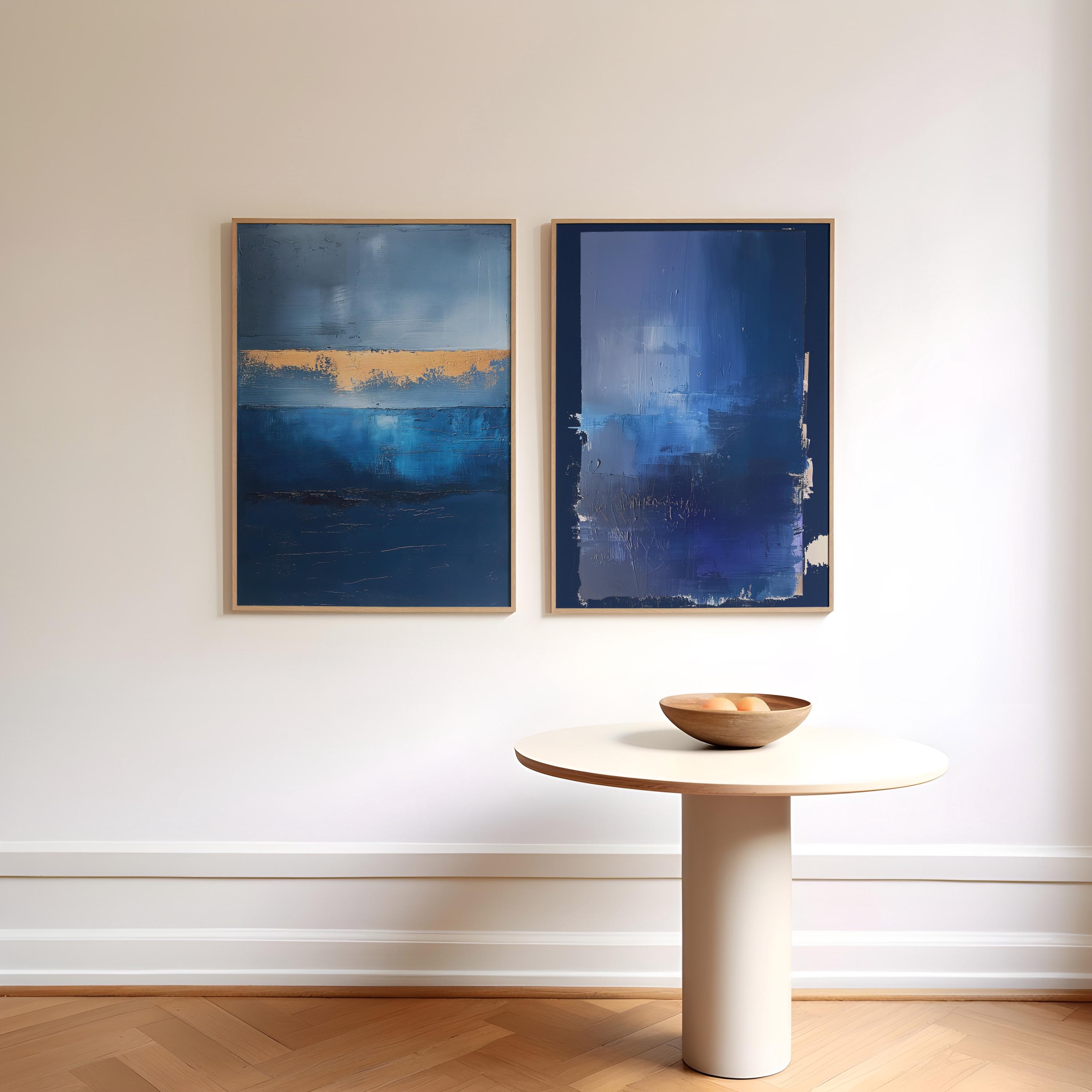 Navy Blue Abstract Art Prints: Modern Minimalist Wall Decor (digital ...