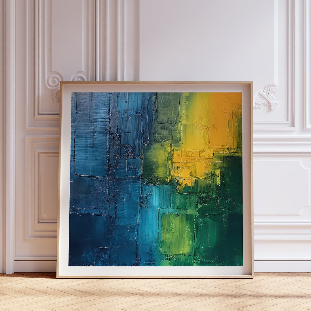 Blue and Yellow Abstract Wall Art Giclée Prints, Colorful Pattern ...