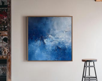 Marineblau Abstrakte Leinwand: Moderne Giclée Ozean-Kunst