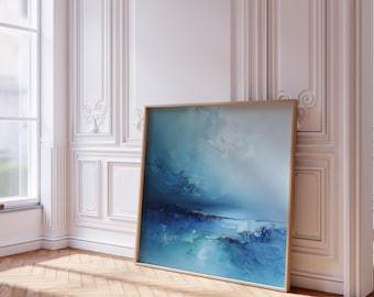 Ozean Leinwand, Blaue Abstrakte Meereslandschaft, Wandbild, Küsten Moderne Malerei