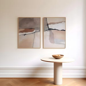 Neutral Abstract Wall Art Set of 2, Modern Boho Printable Art, Earthy Minimalist Digital Download, Large Vertical Prints for Living Room
