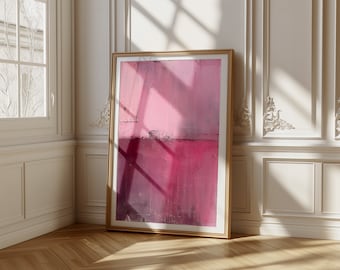 Pink Abstract Wall Art - Modern Giclée Canvas Print, Magenta Minimalist Painting, Bold Color Field, Contemporary Vertical Decor