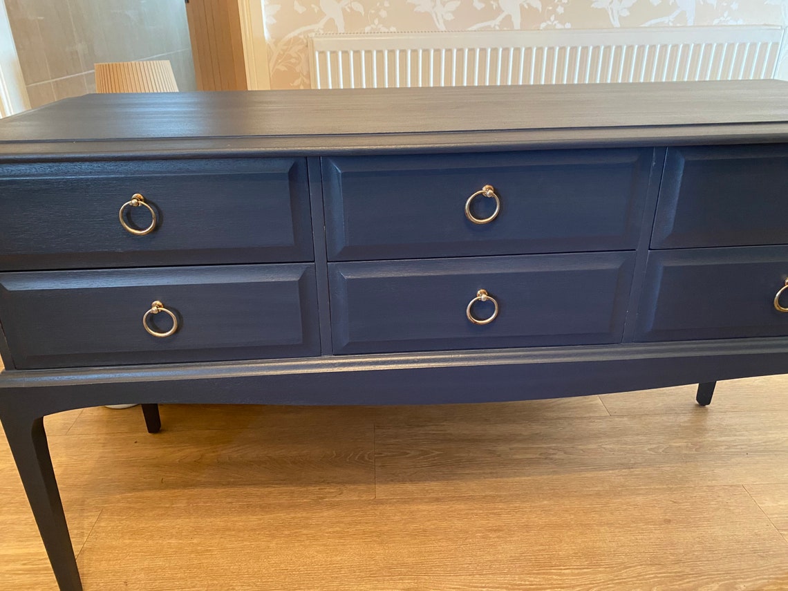 Refurbished Stag Midnight Blue Console Table/ Sideboard Etsy