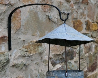 Decorative wall hook for hanging basket - blacksmith forged hook bracket for potplants