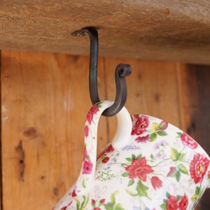 Mug hook - Blacksmith made cup hook for under shelf - handmade in Australia - Forged