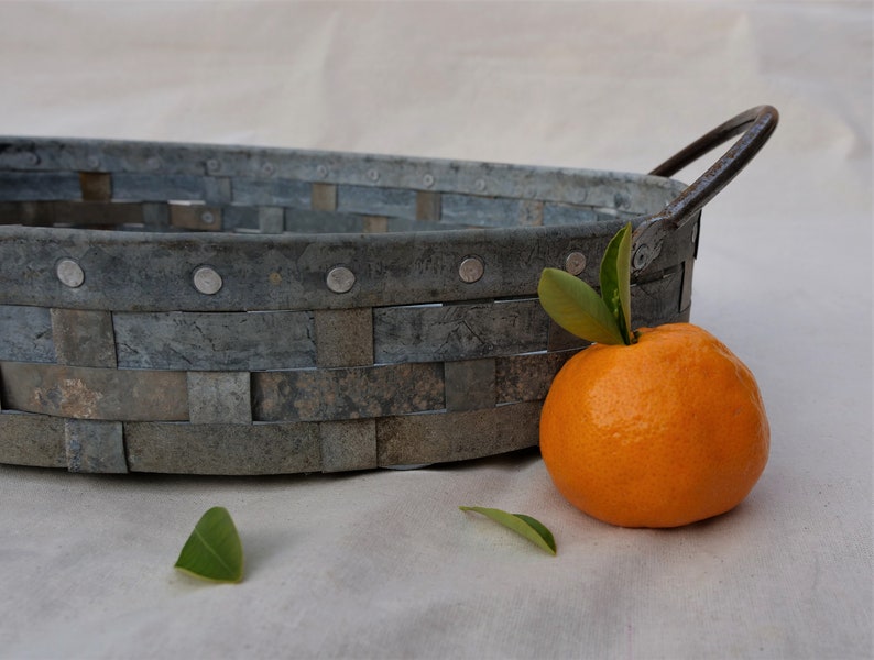Handmade Metal Oval Basket Woven Tray Etsy Australia