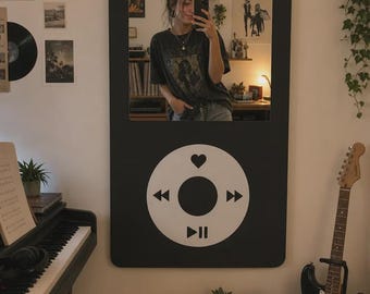 Personalized Music Player Mirror, Custom Song Wall Mirror, Spotify Inspired Decor, Retro MP3 Mirror, Music Lover Gift, Bedroom Vanity Mirror