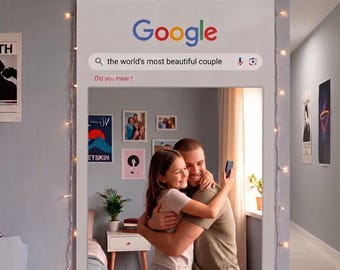 Espejo personalizado con búsqueda de Google, regalo personalizado para parejas, espejo decorativo para aniversario, cuadro personalizado con foto, espejo para retratos familiares.