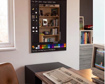Espejo con diseño retro del programa Untitled Paint / Arte de pared con interfaz de PC clásica / Decoración nostálgica para sala de juegos / Espejo de plexiglás acrílico - regalo de diseño