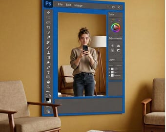 Espejo de Photoshop, Espejo de Diseñador, Espejo de Estudio, Espejo de Marco de Interfaz de Usuario, Editor de Fotos, Artista Gráfico, Espejo de Cámara, Decoración para Creadores, Configuración de Edición