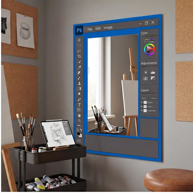 Photoshop UI Mirror | Digital Print on Dekota, Silver Plexiglass - Etsy