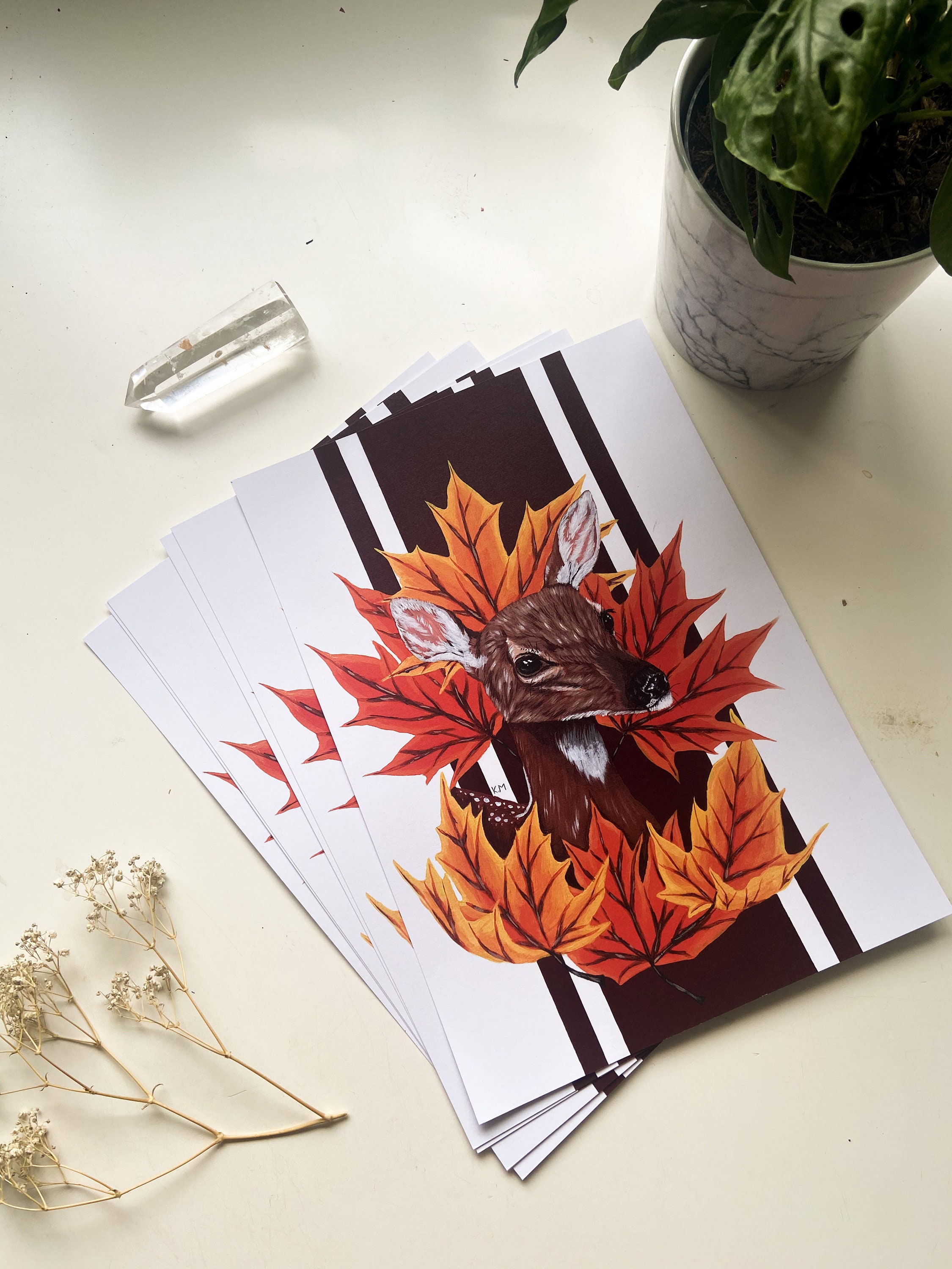 Fawn and Maple Leaf Print | Art Print | Autumn Decor - Etsy Canada