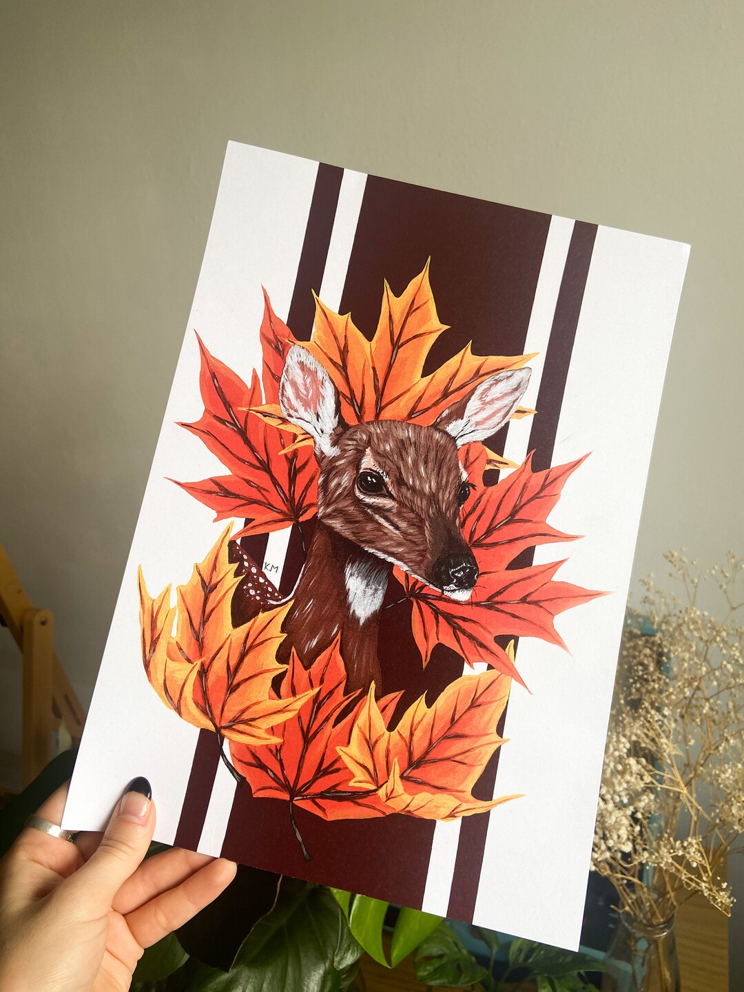 Fawn and Maple Leaf Print | Art Print | Autumn Decor - Etsy Canada