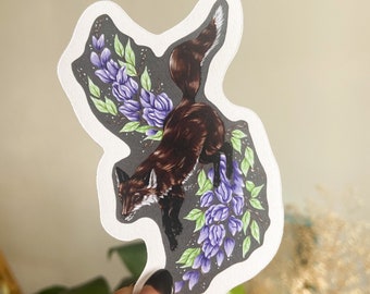 Fox and Wisteria Sticker
