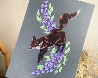 Fox and Wisteria Print | Art Print