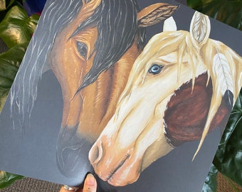 Spirit and Rain Horse Art Print | 30cm Square