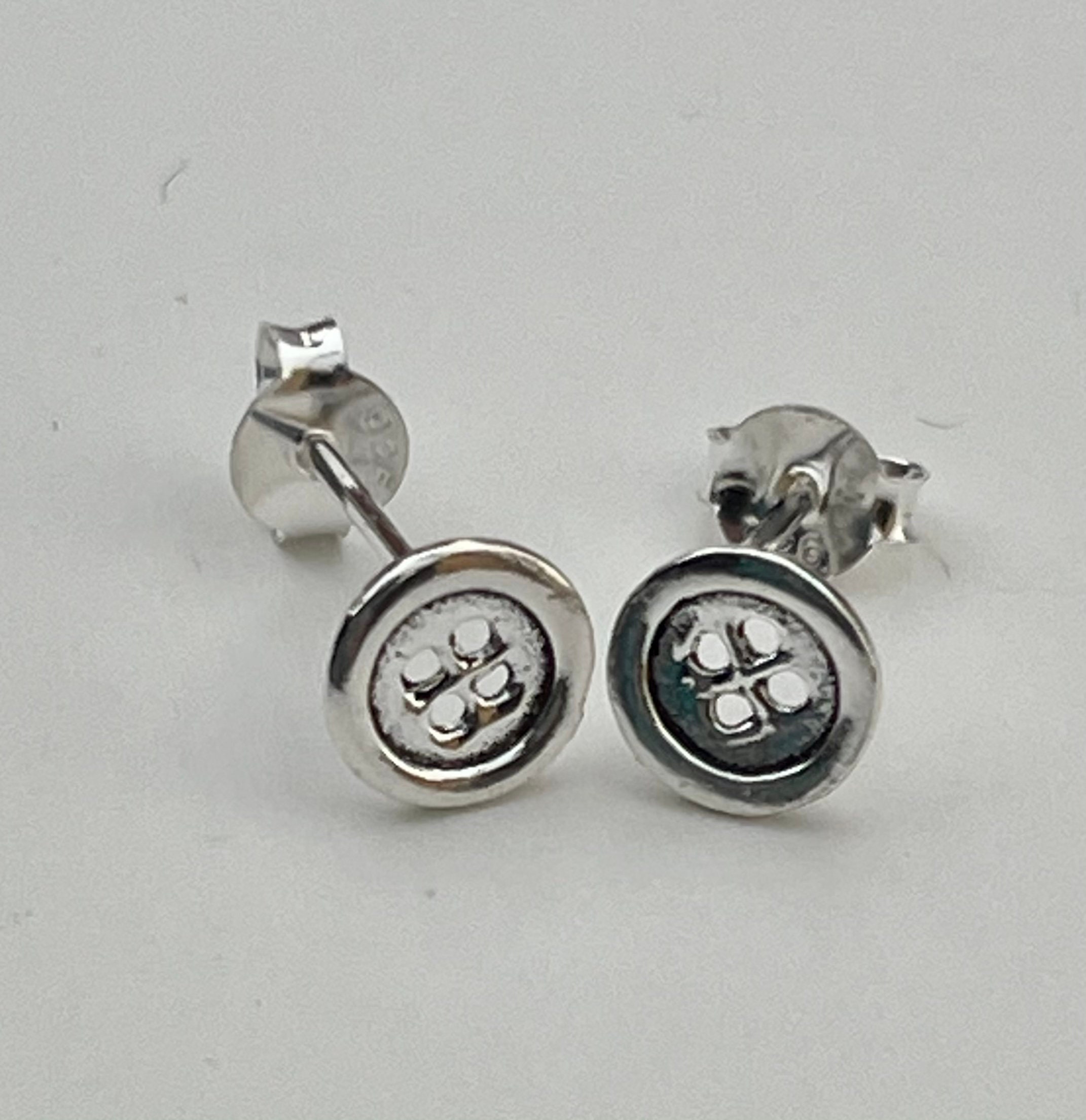 Sterling Silver Button Earrings Etsy UK