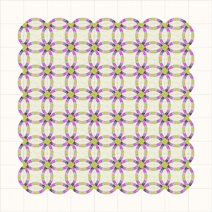 PDF Double Wedding Ring Quilt Pattern, FPP and Templates, Quilt Pattern, Vintage replica, scrappy Quilt