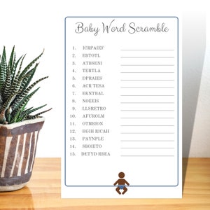 Baby Word Scramble Game – Printable Baby Shower Activity for Baby Boy | Instant Download