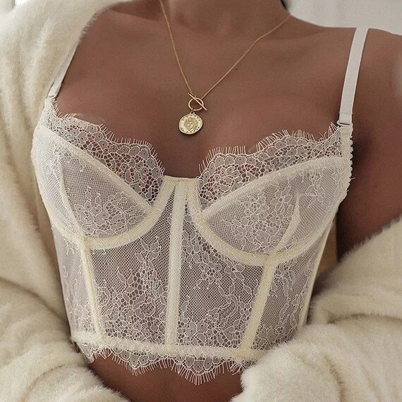 Lace Bustier Embroidered Black/ White 