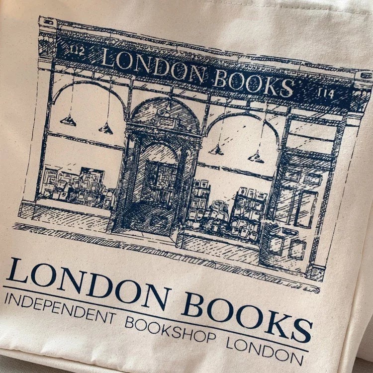 Discover Printed London books Canvas Tote Bag | Handmade Tote Bag | Tote bag aesthetic | Daunt books Tote bag | School bag