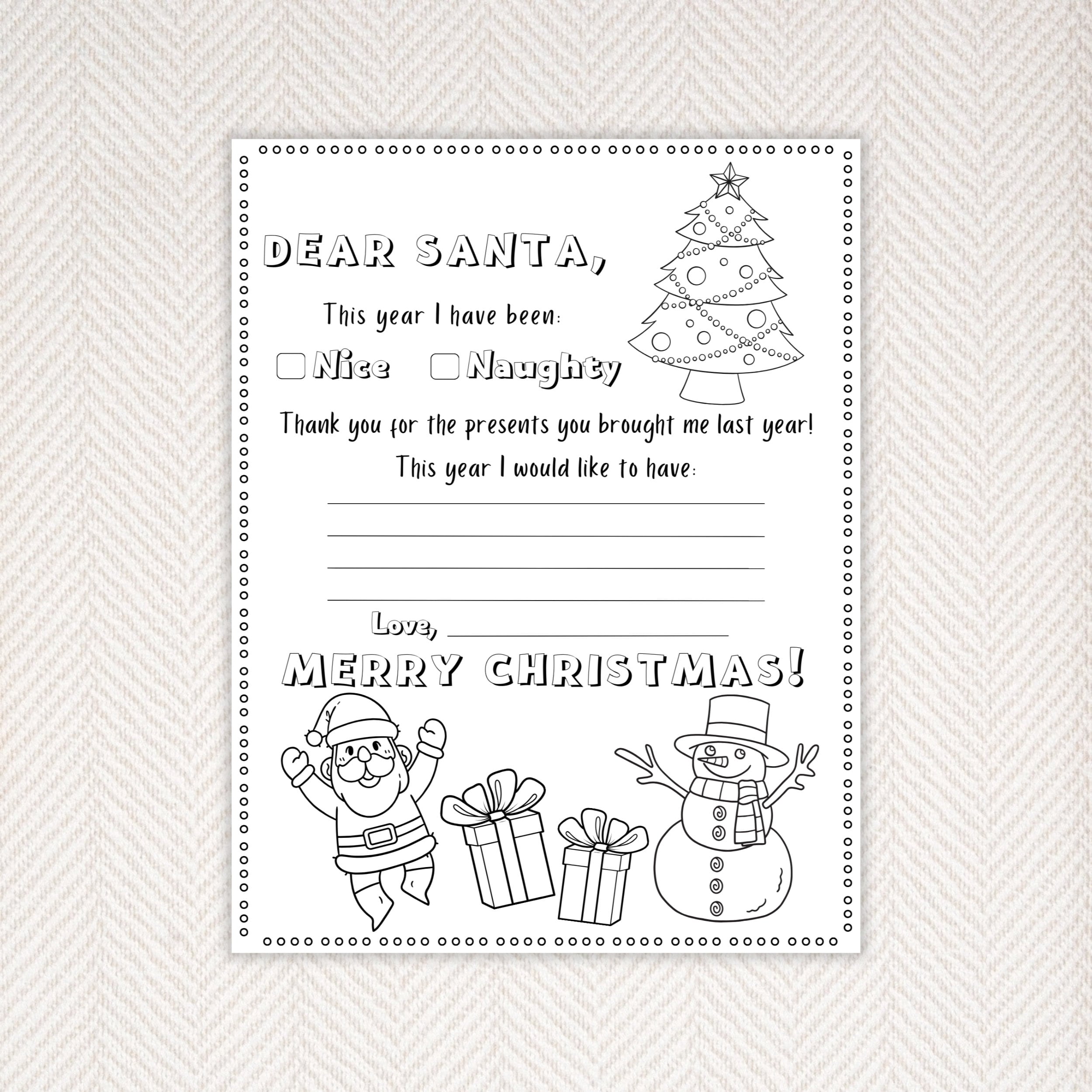 Dear Santa Letter, Printable Santa Letter, Santa Claus, Letter to Santa