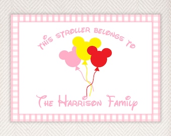 Digital Download Stroller Tag, Scooter Tag, Wheelchair Tag, Princesses, Mouse, Castle, Mouse Trip, Magical Ears, Magical, Printable, Custom