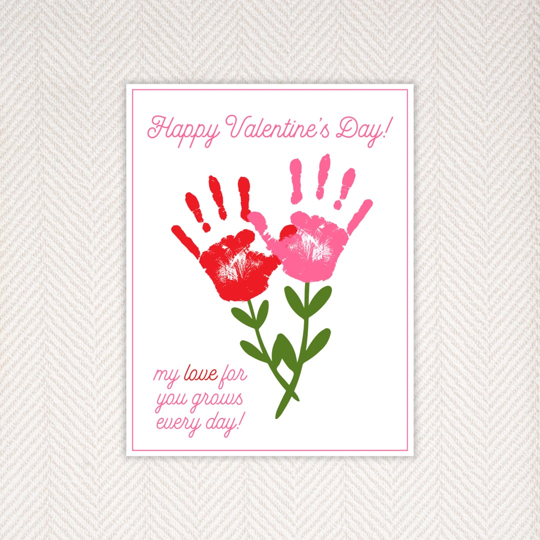 Digital Download Valentine's Day Handprint Art, Happy Valentine's Day ...