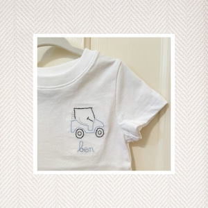 Custom Hand Embroidered Golf Cart Shirt, Hand Stitch, Embroidery, Toddler Boy, Golf, Masters, Embroidery with Golf Cart