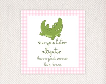 End of School, Teacher Gift, Summer Gift Tags, School's Out, See You Later Alligator, Pink, Have a Great Summer, Gift Tags, Digital Download